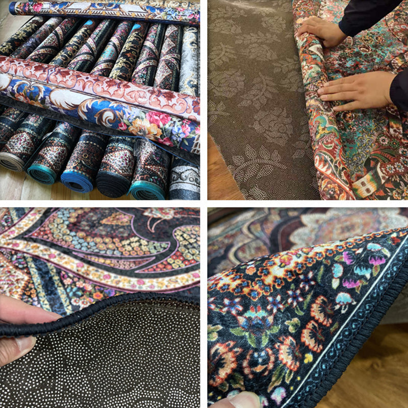 Avtoit | Glam Persian Indoor Dress Multicolored Floral Pattern Dress Non-Slip Back Machine Washable Pet Friendly Carpet for Living Room