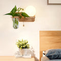 Avtoit | Geometric Pull Chain Wall Light Simplicity White Glass Single Hall Wall Mounted Lamp in Wood