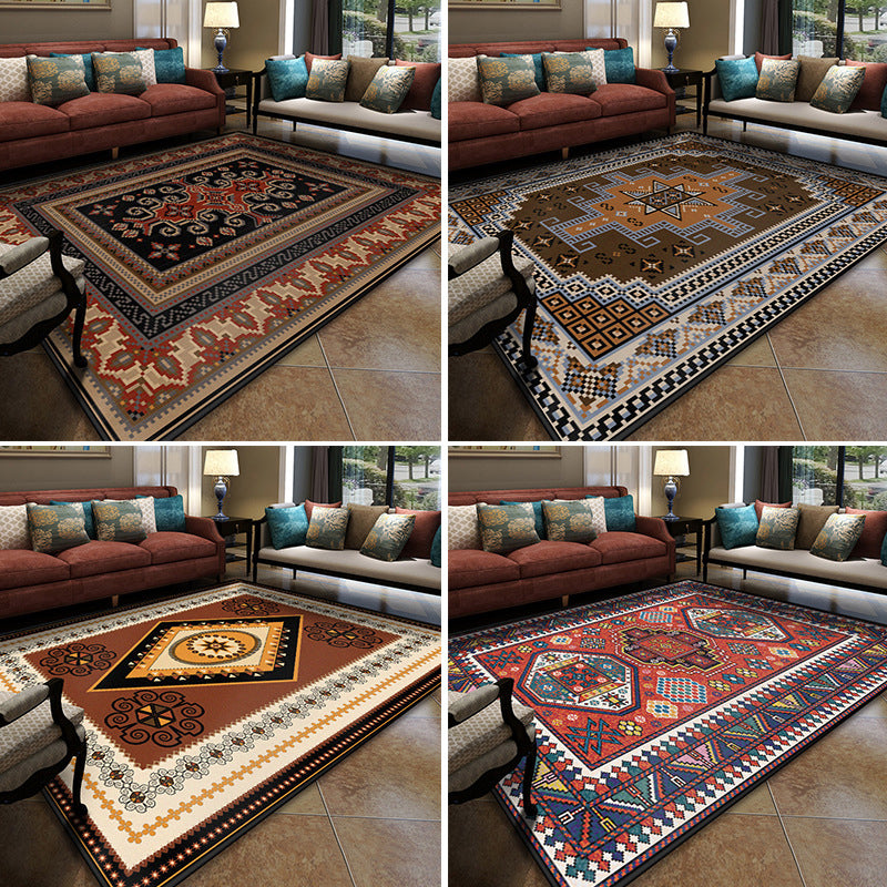 Avtoit | Turkish symmetrical geometric pattern rug Multicolored polypropylene rug Pet-friendly Non-slip Stain-resistant rug for hallway