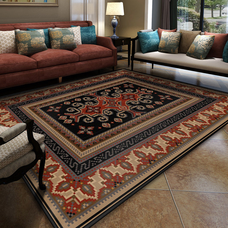 Avtoit | Turkish symmetrical geometric pattern rug Multicolored polypropylene rug Pet-friendly Non-slip Stain-resistant rug for hallway