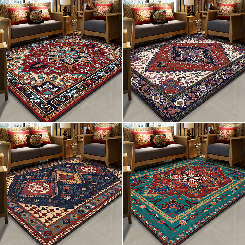 Avtoit | Stralendel Multi-colored Flower Rug Synthetic Moroccan Rug Washable Pet-friendly Non-slip Rug for Room