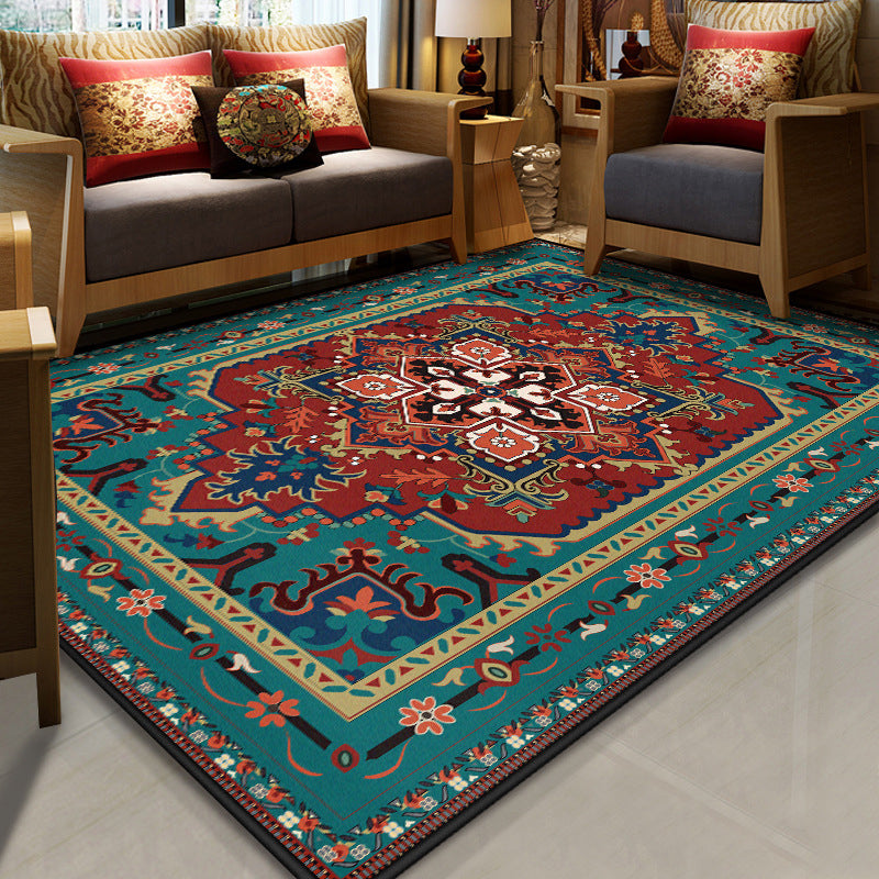 Avtoit | Stralendel Multi-colored Flower Rug Synthetic Moroccan Rug Washable Pet-friendly Non-slip Rug for Room