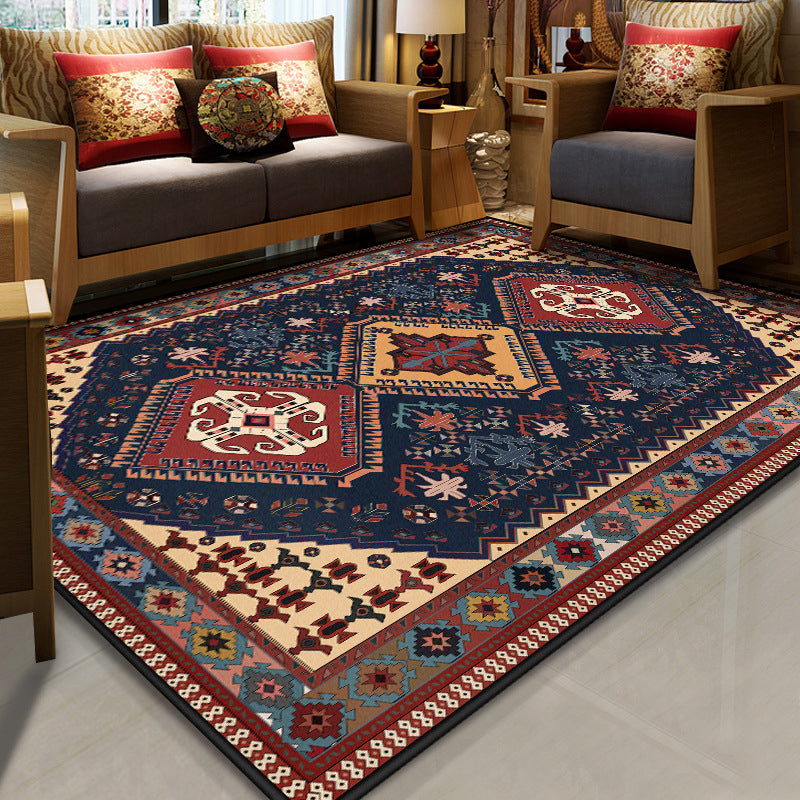 Avtoit | Stralendel Multi-colored Flower Rug Synthetic Moroccan Rug Washable Pet-friendly Non-slip Rug for Room