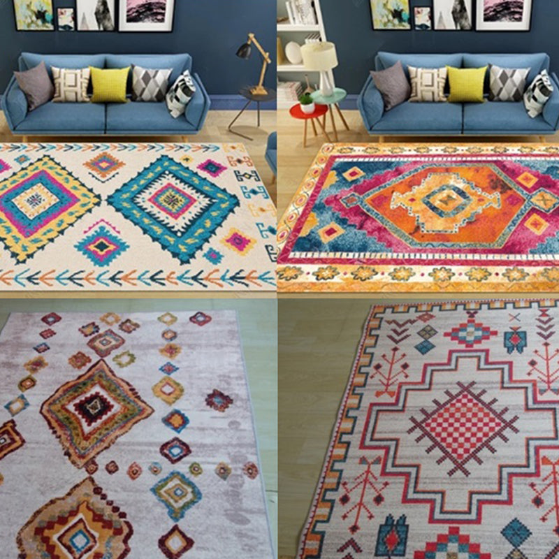 Avtoit | Color back Moroccan style rug Polymer geometric pattern rug non-slip bottom machine washable stain-resistant rug for indoor use