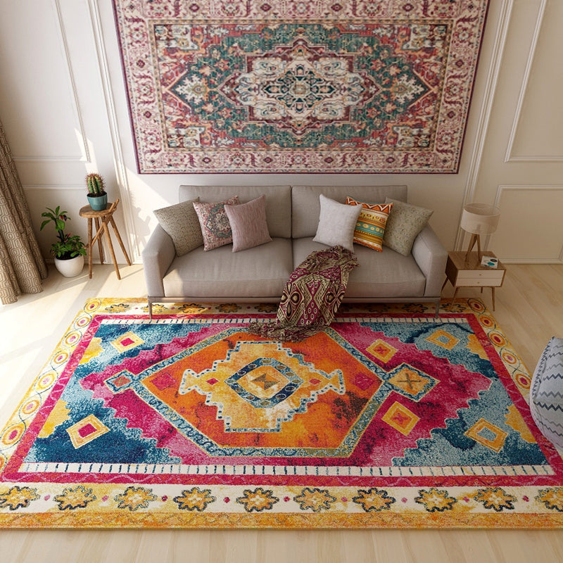 Avtoit | Color back Moroccan style rug Polymer geometric pattern rug non-slip bottom machine washable stain-resistant rug for indoor use