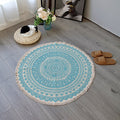 Avtoit | Boho-Chic Bedroom Rug Multicolored Mandala Rug Made of Cotton Washable Area Rug