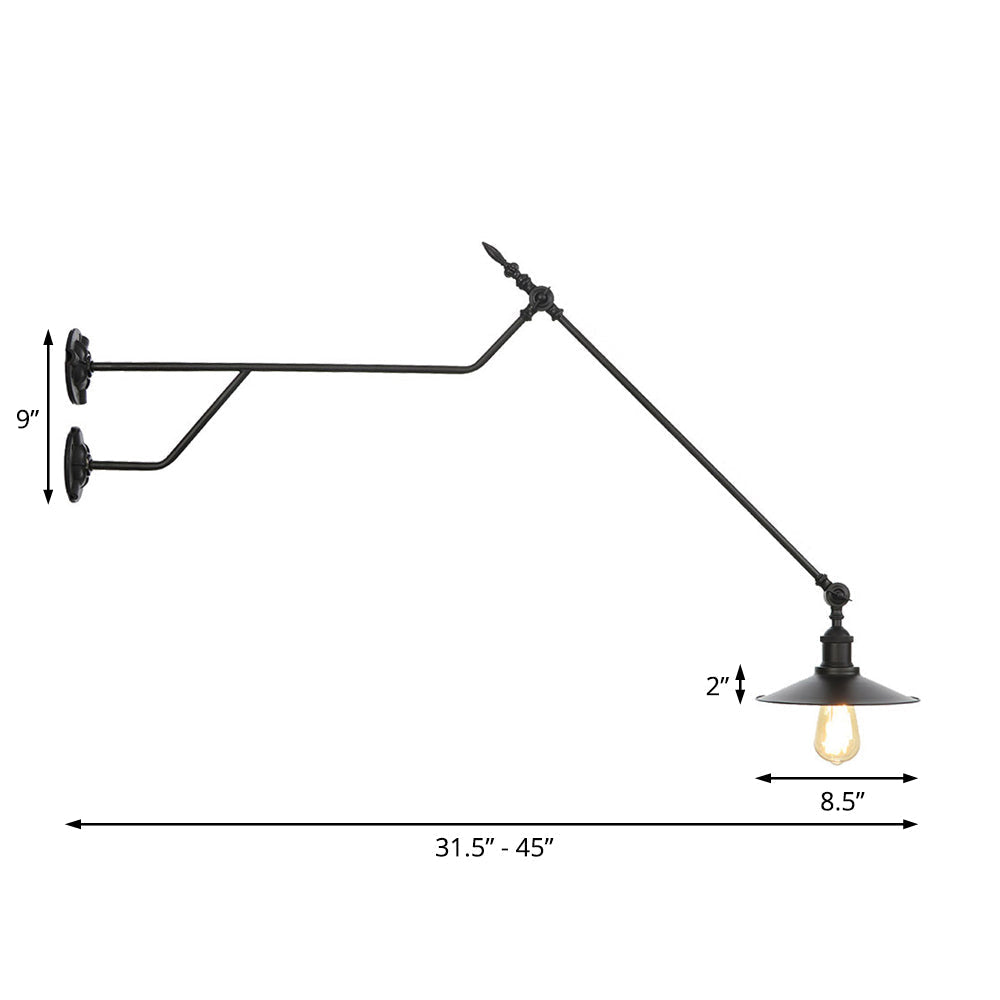 Avtoit | Metal Black/Red/White Wall Lamp Cone Shade 1-Light Industrial Wall Lighting for Living Room