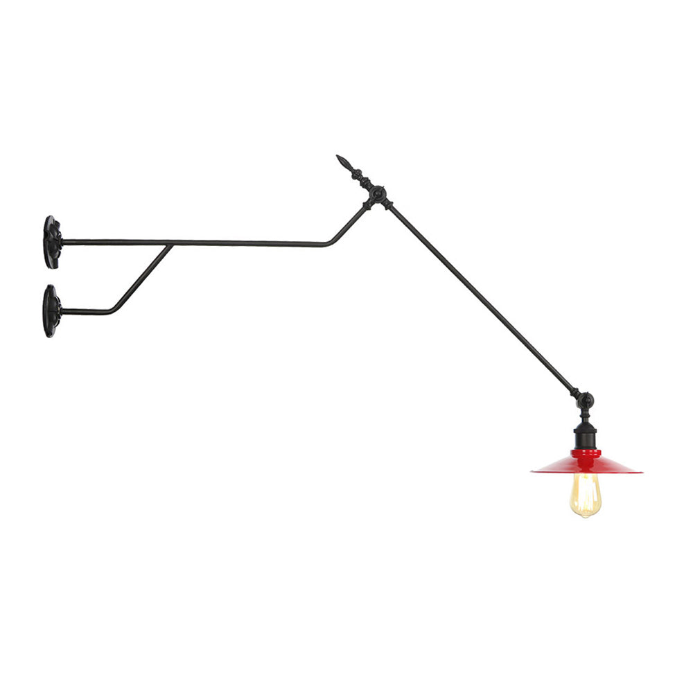 Avtoit | Metal Black/Red/White Wall Lamp Cone Shade 1-Light Industrial Wall Lighting for Living Room