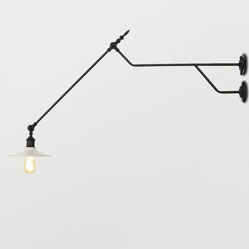 Avtoit | Metal Black/Red/White Wall Lamp Cone Shade 1-Light Industrial Wall Lighting for Living Room