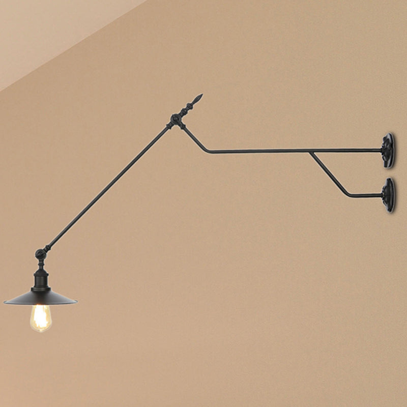 Avtoit | Metal Black/Red/White Wall Lamp Cone Shade 1-Light Industrial Wall Lighting for Living Room