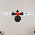 Avtoit | Clear Glass Black Wall Lamp Capsule Shade 2/4 Light Industrial Wall Mounted Pipe Lighting
