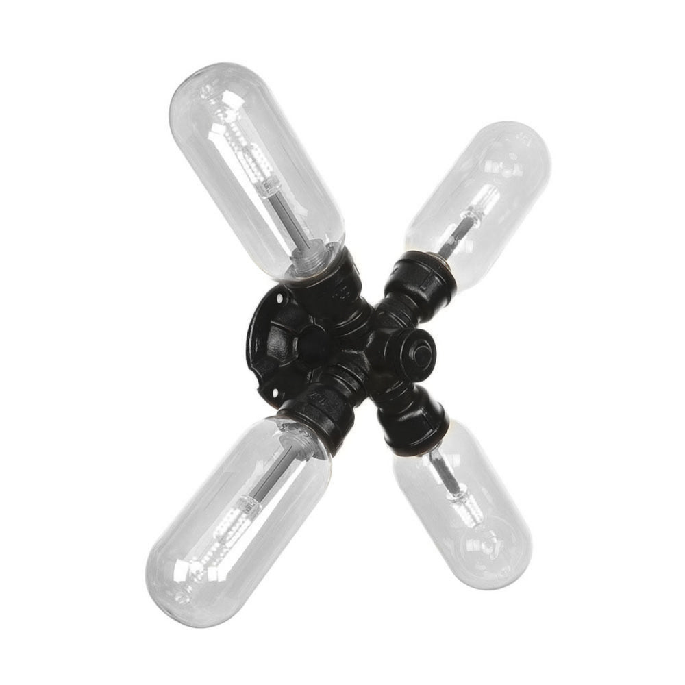 Avtoit | Clear Glass Black Wall Lamp Capsule Shade 2/4 Light Industrial Wall Mounted Pipe Lighting