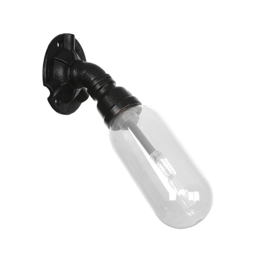 Avtoit | Simple clear glass wall-mounted tube light industrial black oval living room wall lamp