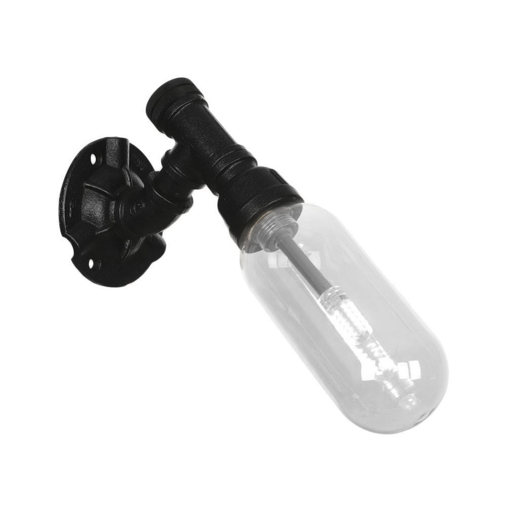Avtoit | Simple clear glass wall-mounted tube light industrial black oval living room wall lamp