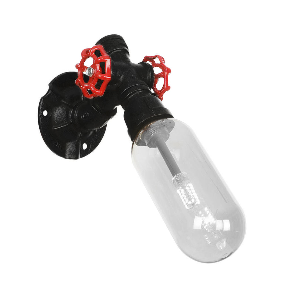 Avtoit | Simple clear glass wall-mounted tube light industrial black oval living room wall lamp