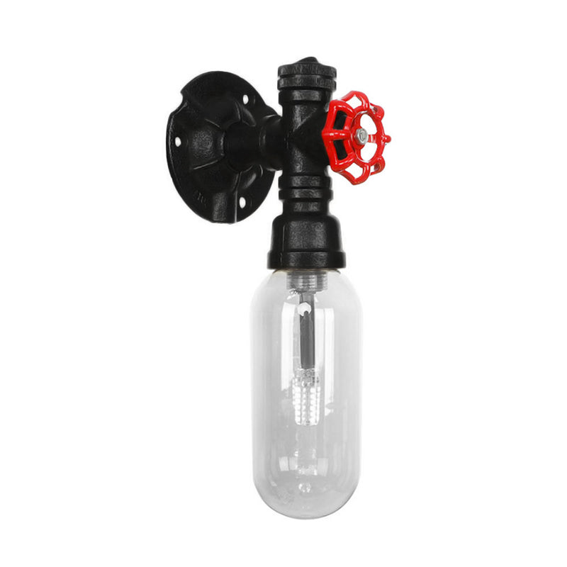 Avtoit | Simple clear glass wall-mounted tube light industrial black oval living room wall lamp