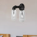 Avtoit | Metal Oval Shadow Wall Lamp Industrial 2 Lights Bedroom Wall Mounted Pipe Light in Black