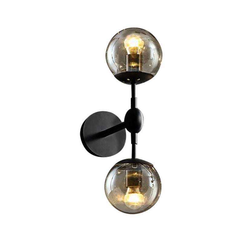 Avtoit | Globe Dining Room Wall Lamp Fixture Industrial Smoke Glass 2/3 Light Black Wall Lamp