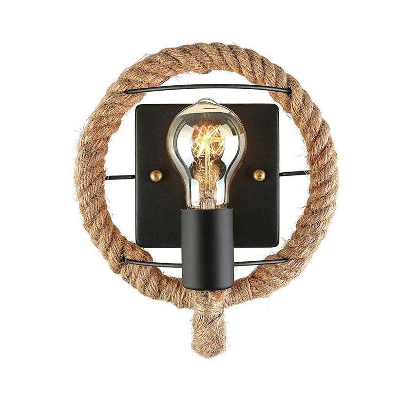 Avtoit | Beige A light wall lamp light industrial rope round/oval shade wall lighting fixture for dining room