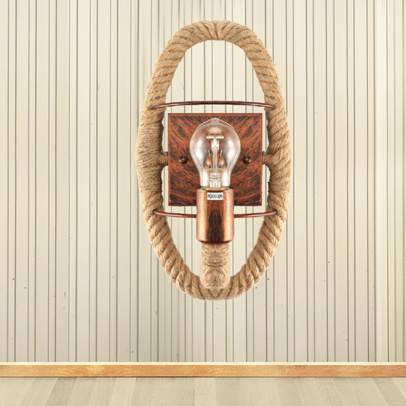 Avtoit | Beige A light wall lamp light industrial rope round/oval shade wall lighting fixture for dining room