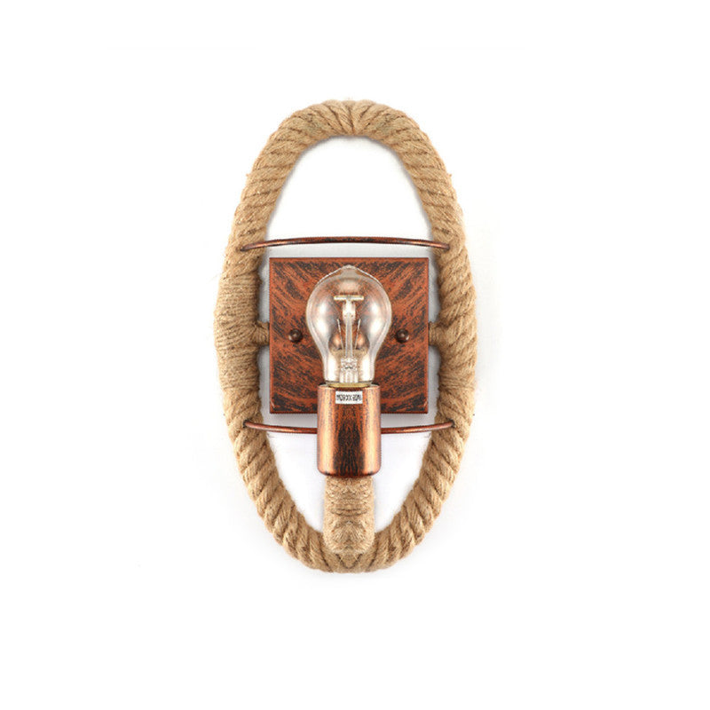 Avtoit | Beige A light wall lamp light industrial rope round/oval shade wall lighting fixture for dining room