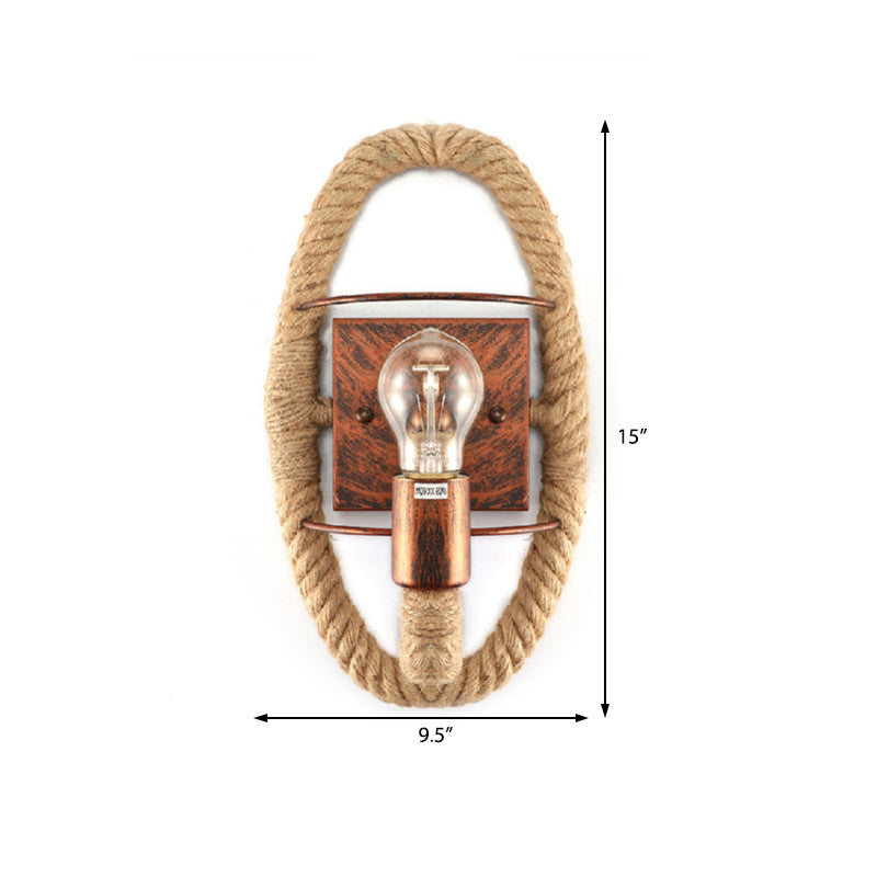 Avtoit | Beige A light wall lamp light industrial rope round/oval shade wall lighting fixture for dining room