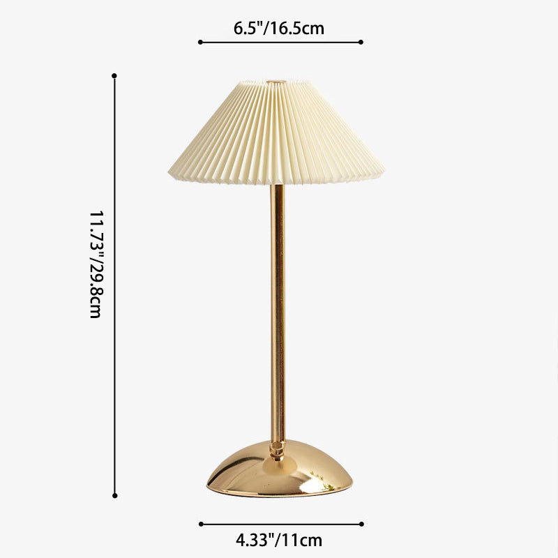 Avtoit | Contemporary Scandinavian rechargeable iron fabric cone pleated LED table lamp for bedside