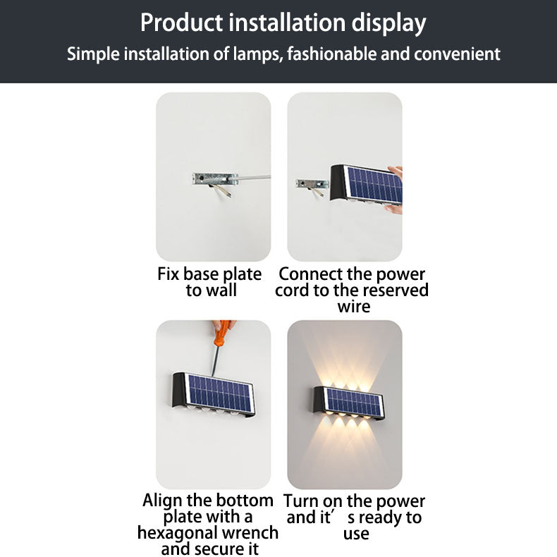 Avtoit | Modern Simplicity Solar Waterproof Rectangular ABS PMMA LED Wall Light Lamp For Outdoor Patio