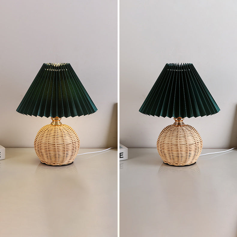 Avtoit | RattaLume Nordic LED Table Lamp | Woven Rattan & Foldable Fabric Shade | Mood Light | Decor for the Bedroom