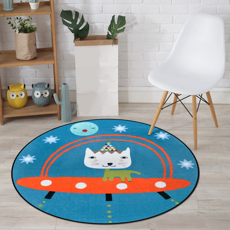 Avtoit | Cartoon Animal Drawing Print Rug Multicolor Polypropylene Rug Machine washable Non-slip backing Stain-resistant rug for children's room