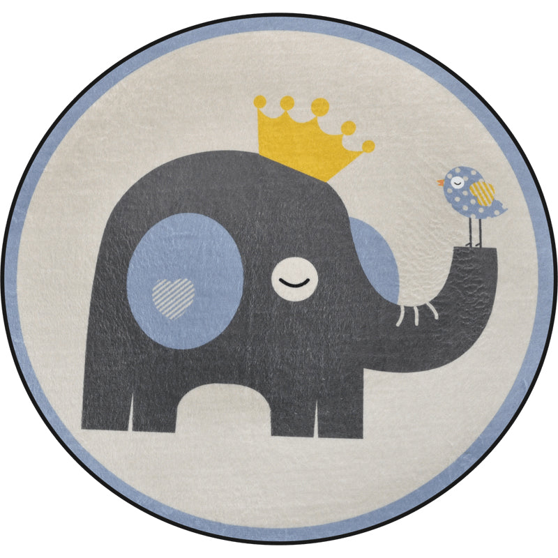 Avtoit | Cartoon Animal Drawing Print Rug Multicolor Polypropylene Rug Machine washable Non-slip backing Stain-resistant rug for children's room