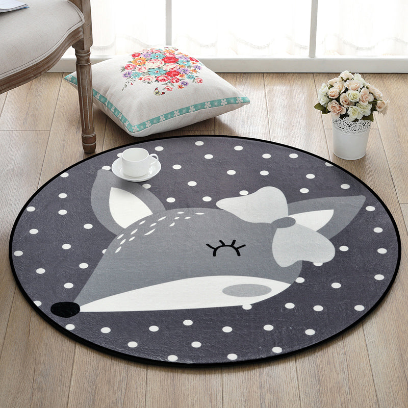 Avtoit | Creative Cartoon Area Rug Multi Colors Animals with Dotted Background Carpet Washable Pet Friendly Non-Slip Rug for Children's Room