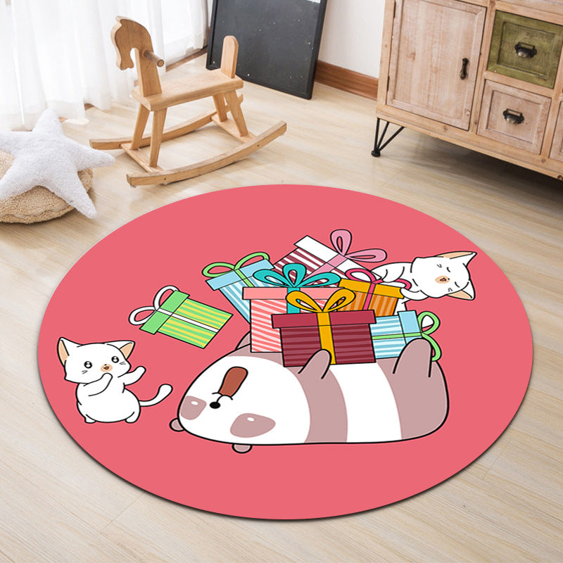 Avtoit | Lovable Animal Area Rug Multicolored Cartoon Rug Polypropylene Machine Washable Stain Resistant Non-Slip Rug for Kindergarten