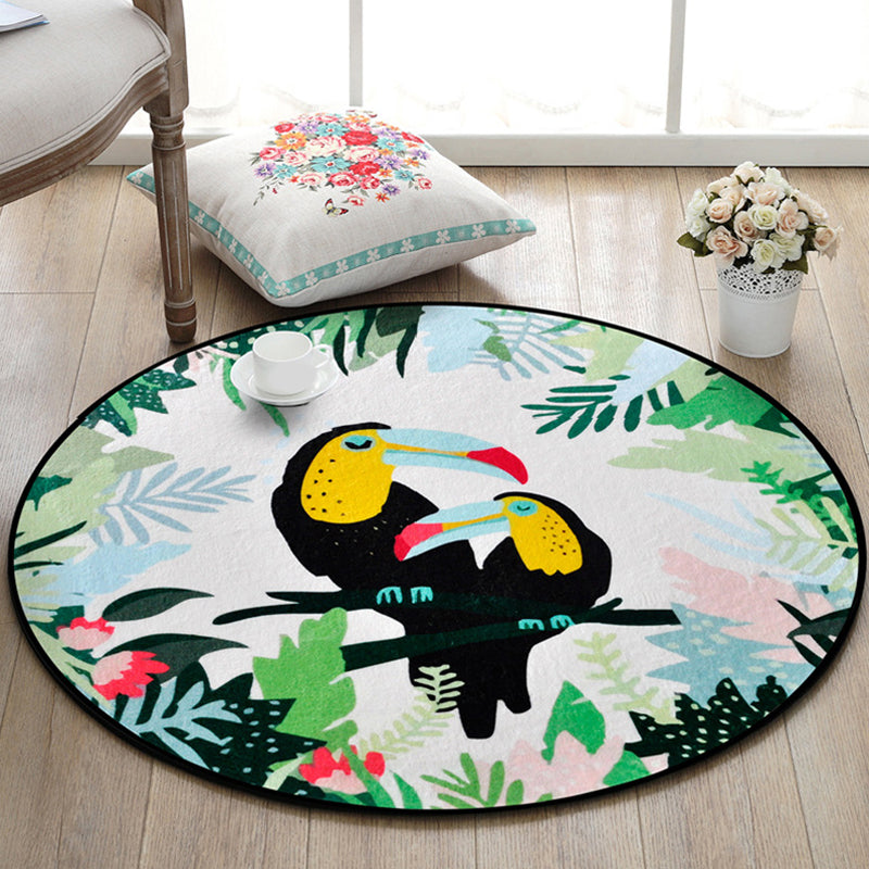 Avtoit | Beautiful Kids Rug Multi Color Animal and Botanical Pattern Rug Pet Friendly Washable Non-Slip Rug for Playroom