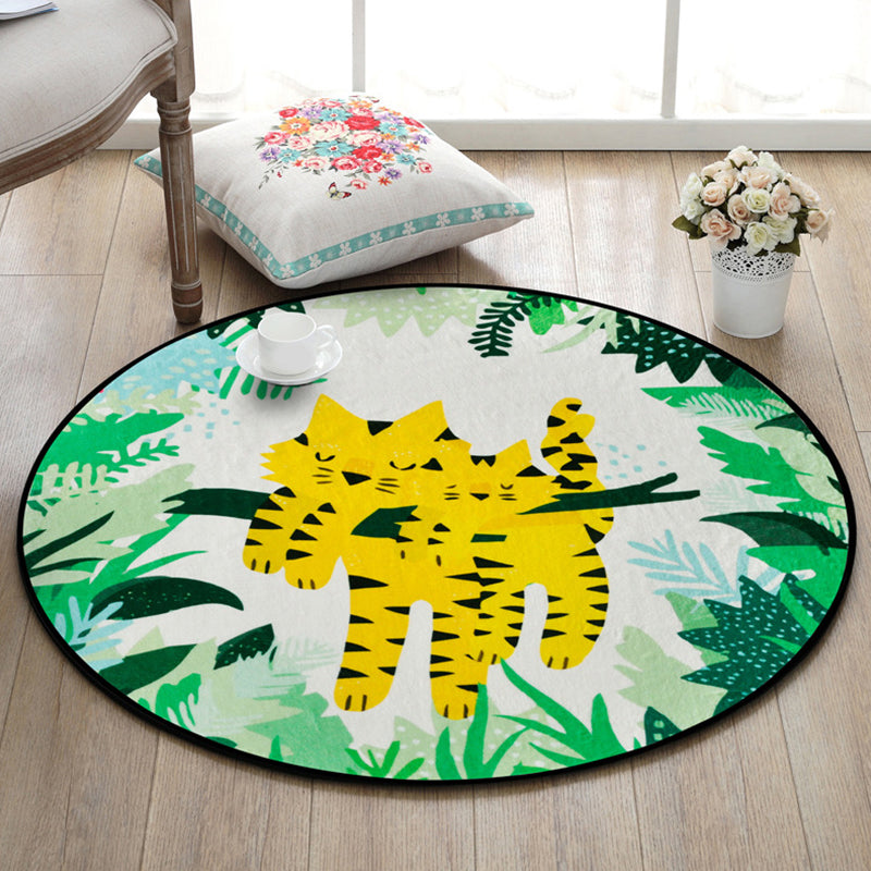 Avtoit | Beautiful Kids Rug Multi Color Animal and Botanical Pattern Rug Pet Friendly Washable Non-Slip Rug for Playroom
