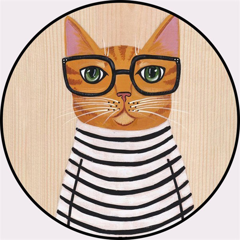 Avtoit | Cool Multicolored Men's Cat Rug Polyester Cartoon Rug Pet-Friendly Non-Slip Washable Rug for the Bedroom