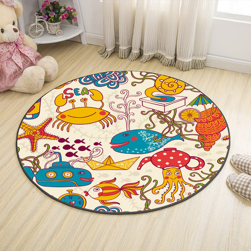 Avtoit | Shaded Cartoon Indoor Rug Multicolored Animal Print Rug Machine Washable Stain Resistant Non-Slip Rug for the Children's Room