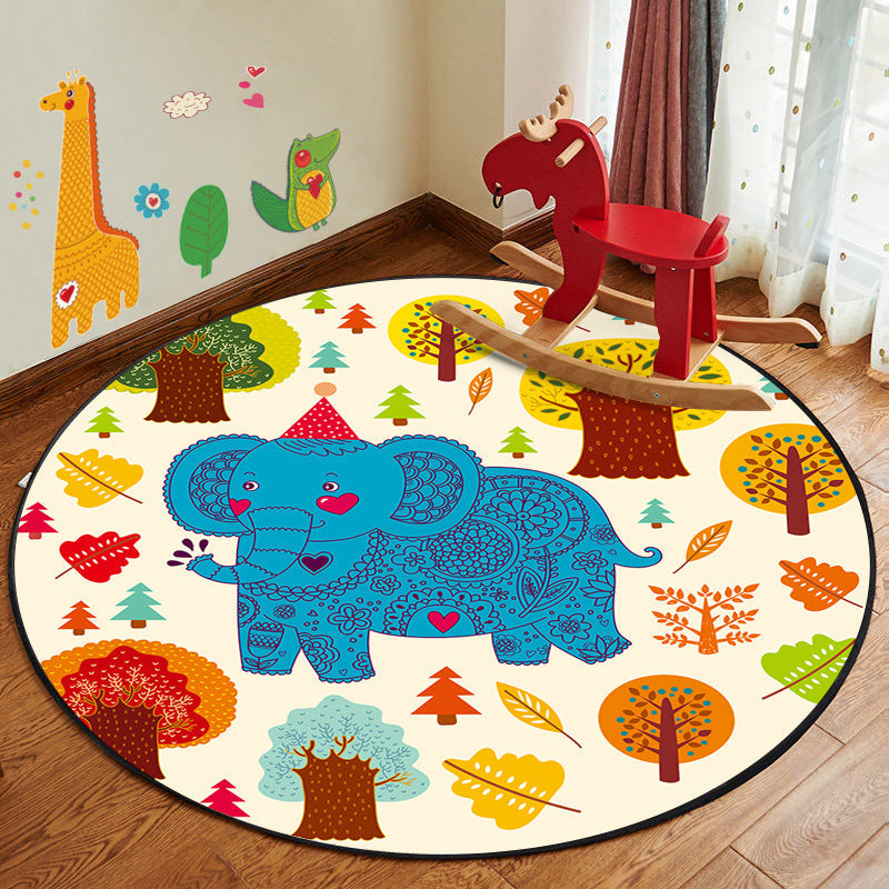 Avtoit | Leather and Play Cartoon Rug Multi Color Animal Pattern Rug Pet Friendly Anti-Slip Back Washable Rug for Children