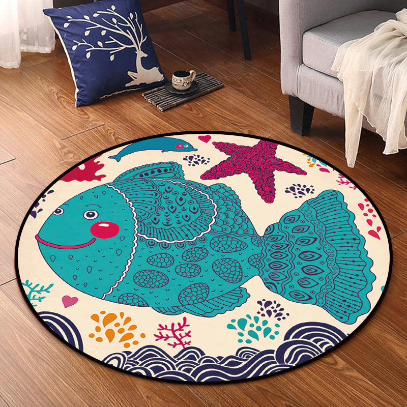Avtoit | Cartoon Kids Room Rug Multicolored Polypropylene Rug Pet Friendly Non-Slip Washable Rug