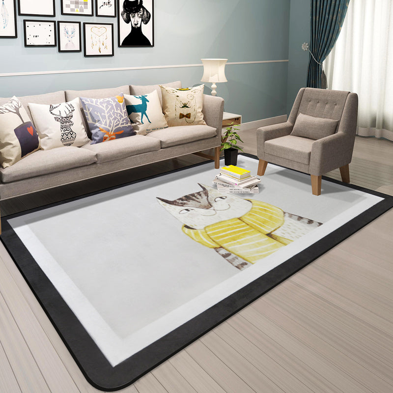 Avtoit | Cartoon Animal Gentleman Rug Multicolor Polypropylene Rug Washable Pet Friendly Non-Slip Underlay Rug for Living Room