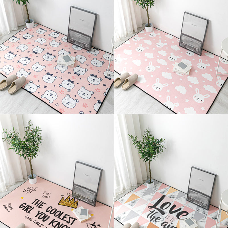 Avtoit | Multicolor Geometric Carpet Polyester Cartoon Rug Pet Friendly Non-Slip Stain Resistant Rug for Children's Room