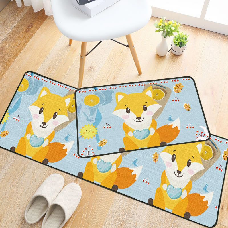 Avtoit | Childlike Animal Pattern Carpet Multicolored Cartoon Carpet Synthetic Non-Slip Machine Washable Stain Resistant Carpet for the Children's Room