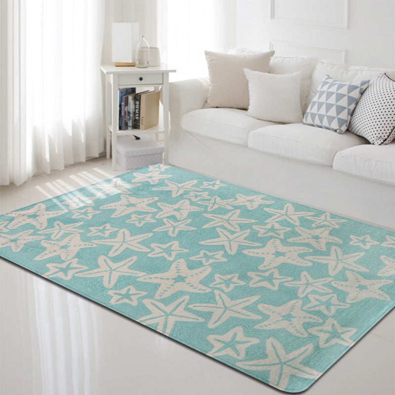 Avtoit | Multi-Color Marine Life Rug Polyester Nordic Rug Washable Pet-Friendly Non-Slip Rug for the Living Room