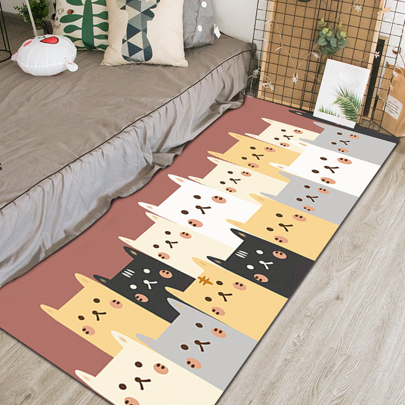 Avtoit | Chic Animal Pattern Indoor Rug Multifunctional Cartoon Carpet Synthetic Non-Slip Pet Friendly Washable Rug for Preschool