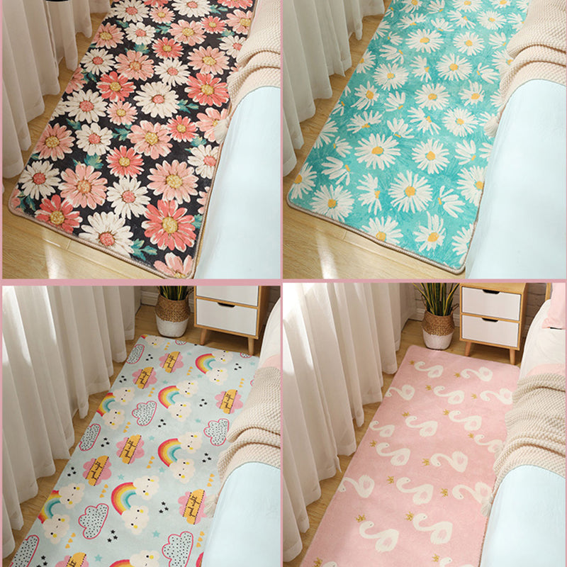 Avtoit | Stylish Multi-Colored Kids Rug Cotton Pattern Rug Machine Washable Pet Friendly Non-Slip Back Rug for Girls Bedroom