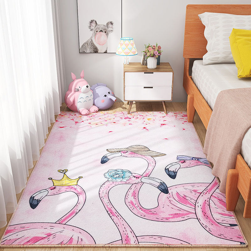 Avtoit | Scandinavian Girls Bedroom Carpet Multi-Color Botanical Rug Synthetic Machine Washable Stain-Resistant Non-Slip Back Rug