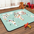 Avtoit | Students Kids Carpet Multicolor Navigation Map Carpet Pet Friendly Washable Non-slip Underlay Rug for Children's Room