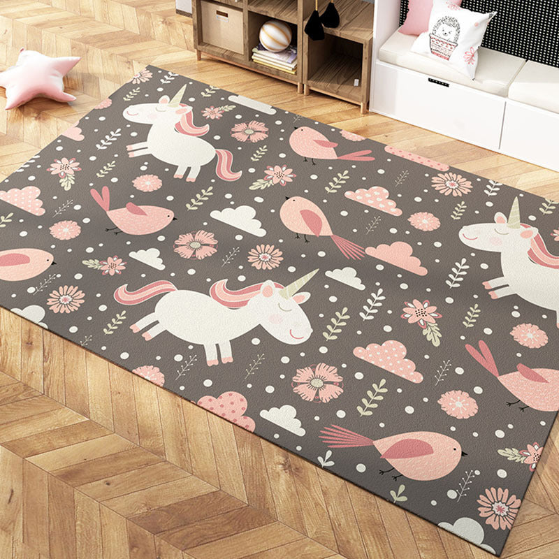 Avtoit | Multi-Colored Cartoon Carpet Polyester Educational Pattern Carpet Pet-Friendly Stain-Resistant Non-Slip Carpet for Children's Bedroom