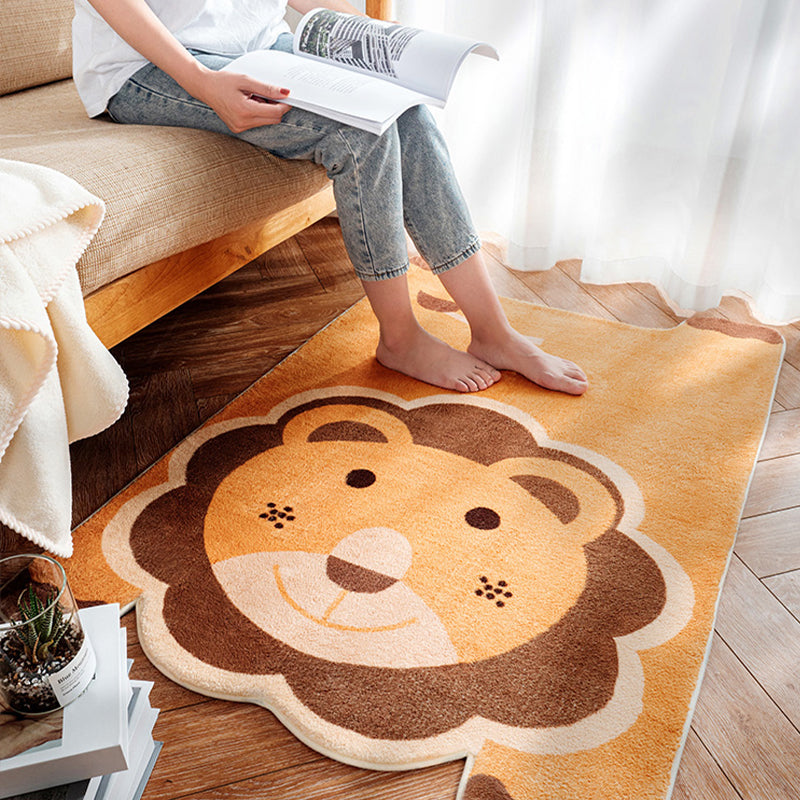 Avtoit | Irregular Shaped Animal Rug Multicolor Cartoon Rug Synthetic Non-Slip Back Machine Washable Pet Friendly Rug for Children's Room
