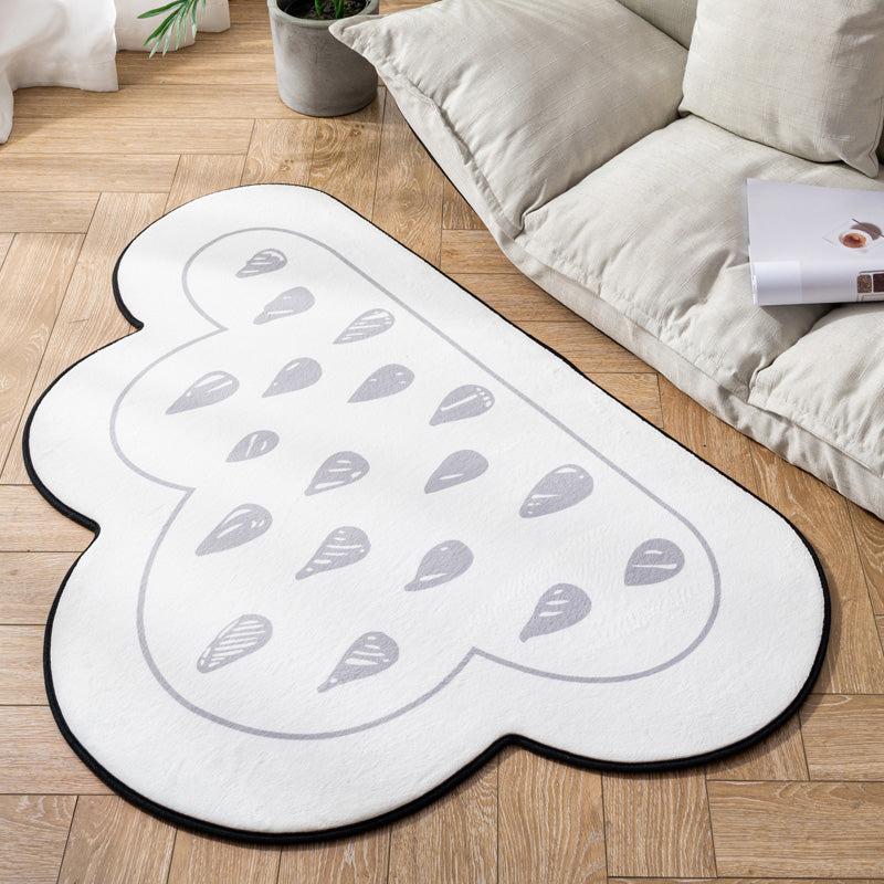 Avtoit | Novelty Children Area Rug Multicolor Raindrop Cloud Shape Rug Non-Slip Backing Washable Pet-Friendly Rug for Bedroom